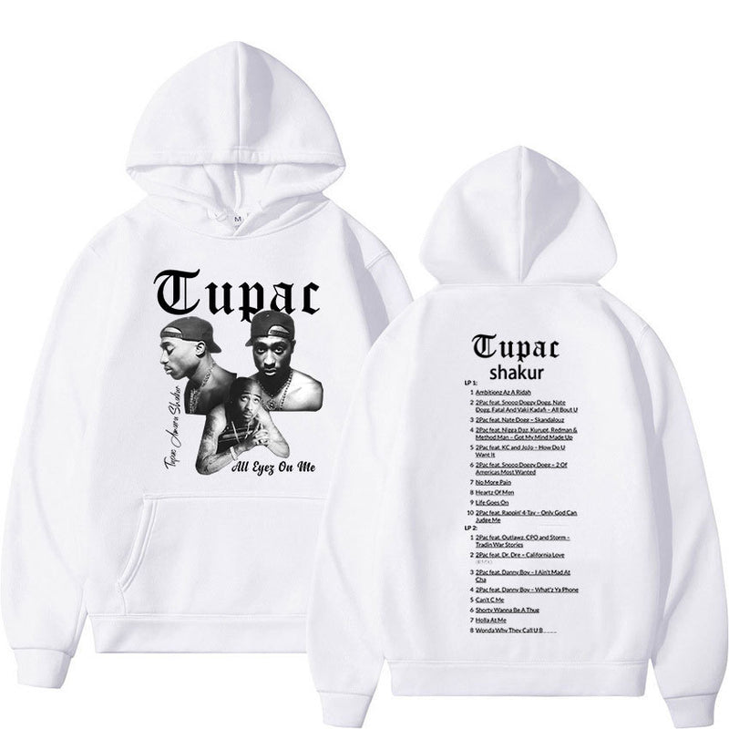 Retro Rapper Tupac 2pac Hoodie Hip Hop pria Hoodie
