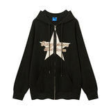 Men Hoodie Winter Hooded Jacket Men's Vibe Paste Cloth Embroidery Five-Pointed Star
