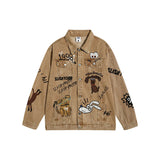 Graffiti Bomber Jacket Vintage Overalls Jacket Men and Women