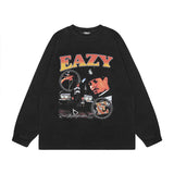Men Long Sleeve Shirt Cartoon Long Sleeve T-shirt Men's and Women's Ins Distressed Bottoming Top