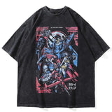 20242024 Men Hip Hop Vintage Washed TShirt Streetwear Japane