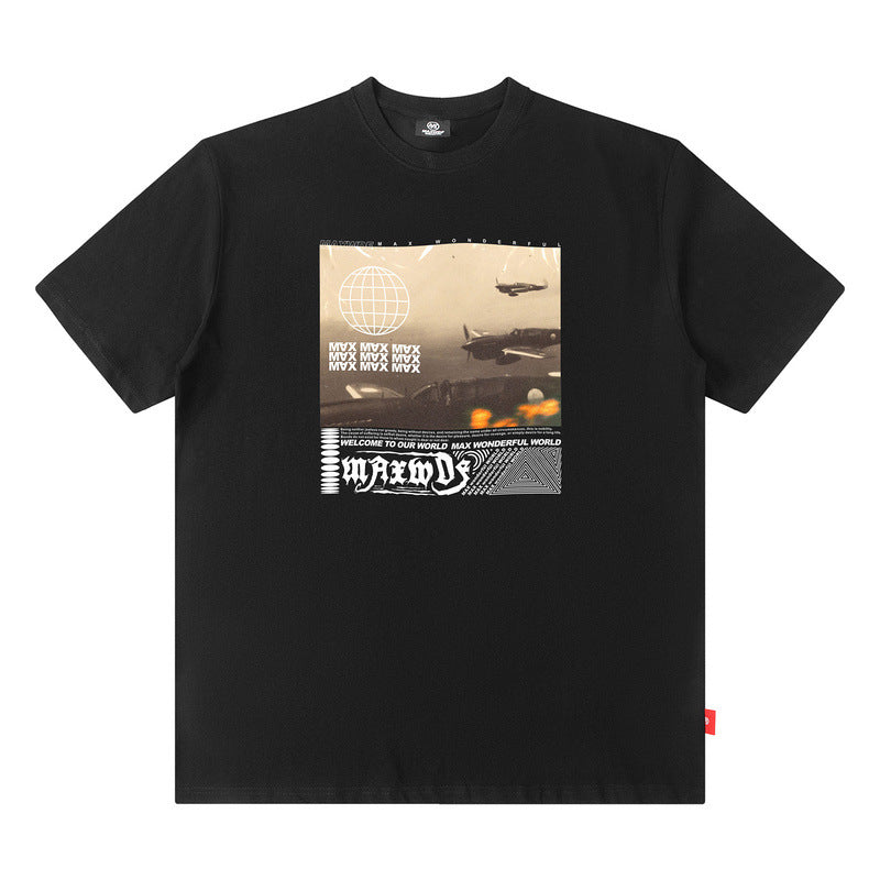 Men T Shirt Printed Short Sleeve T-shirt Loose round Neck Summer Menswear