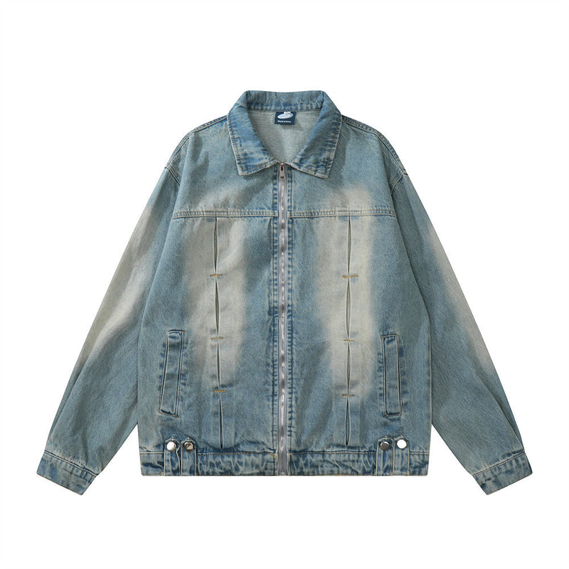 Men Denim Jacket Men's Spring and Autumn Washed Denim Clothes Jacket