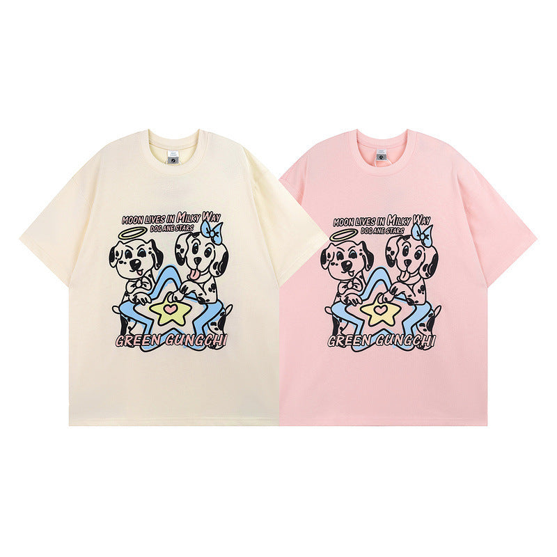 Men T Shirt Funny Cartoon Printed Short-Sleeved T-shirt Men and Women Hip Hop Loose All-Matching