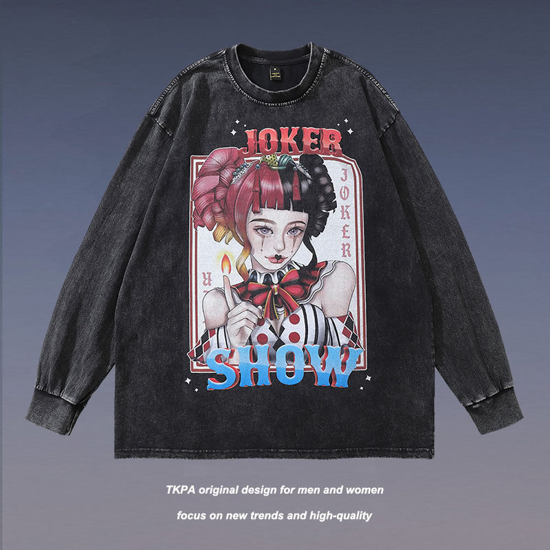 Men Long Sleeve Shirt Distressed Long Sleeve T-shirt Men and Women Oversize Casual Couple