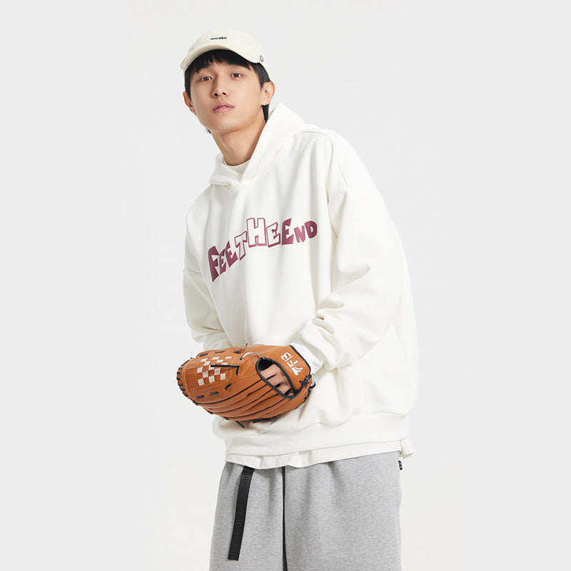Unisex Hoodie Loose Letter Print Pullover Hooded Sweater