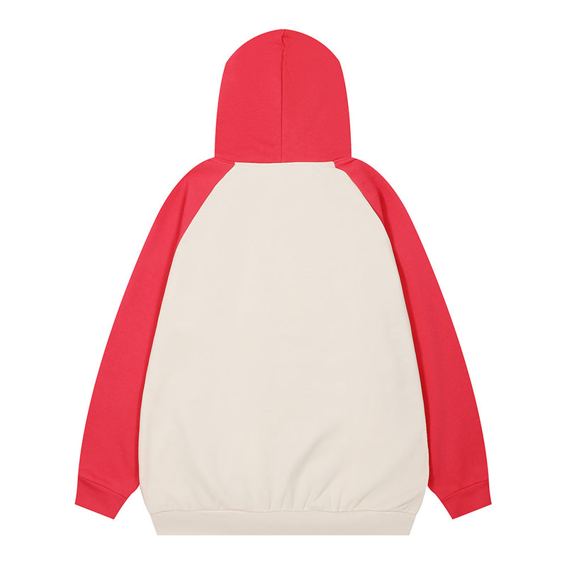 Men Hoodie Color Matching Cardigan Sweater Boys Loose Tie Decoration Long Sleeve Hooded Jacket
