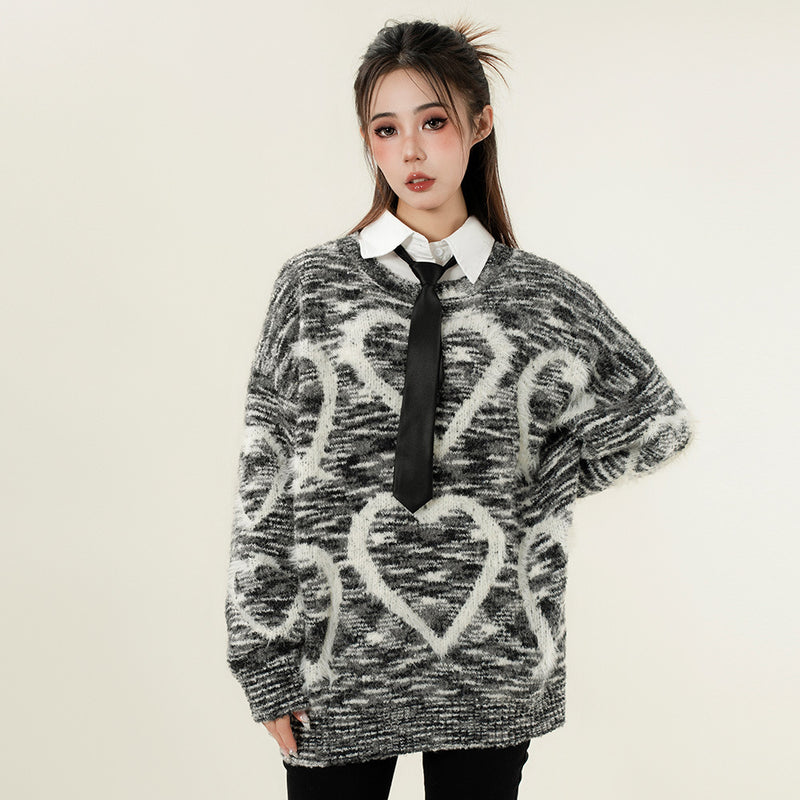 Women Sweater Loose round Neck Sweater Women's Autumn and Winter