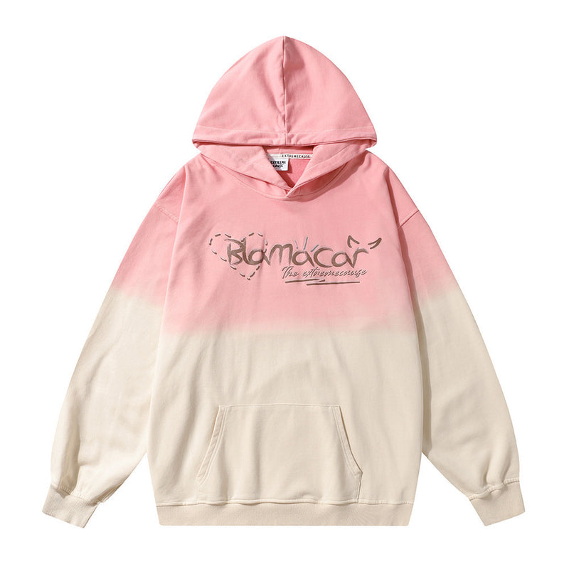Men Hoodie Hanging Dye Gradient Hooded Pullover
