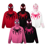 Men Hoodie Masked Spider-Man Zipper Hooded Sweater Embroidered Long Sleeve Cardigan Sweater