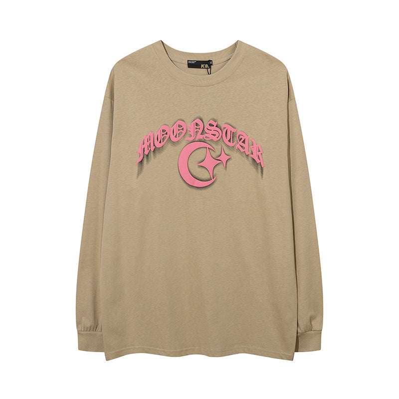 Men Long Sleeve Shirt Gothic Puff Print Couple Long Sleeve Bottoming T-shirt Men and Women