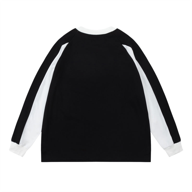 Men Hoodie Spring and Autumn Racing Suit Men's Loose round Neck Sweater Stitching Raglan Sleeve Sports