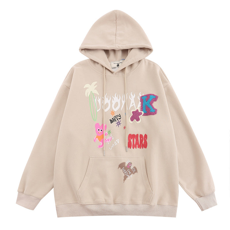 Men Hoodie Printed Clothing Spring and Autumn Men's Loose Casual Long Sleeves Sports Hoodie