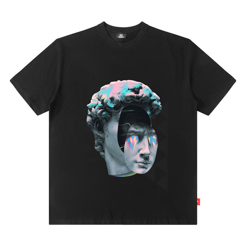 Men T Shirt Retro Fashion Brand Short Sleeve T-shirt Men and Women Loose Pure Cotton Couple