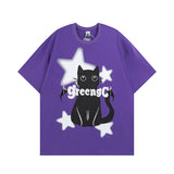 Men T Shirt Sweet Cool Letter Towel Embroidery Couple Casual All-Match Short-Sleeved T-shirt