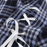 Men Long Sleeved T Shirt Plaid Long Sleeve Shirt Men's Spring and Autumn Leisure Bow Sleeve Shirt