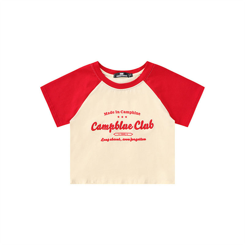 Women T-shirt Patchwork Short-Sleeved T-shirt Girls' Tops Casual Summer