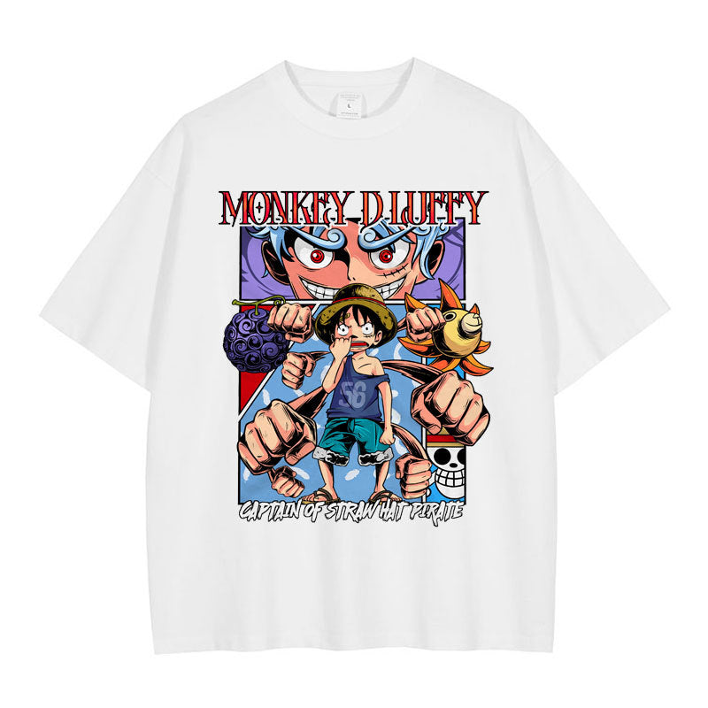 Anime One Piece T Shirts Oversized Vintage Washed Monkey