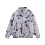 Men Cotton Mixed Jacket Coat Thermal Cotton-Padded Clothes Coat Men's Clothing Autumn and Winter Letters Polo Collar Jacket