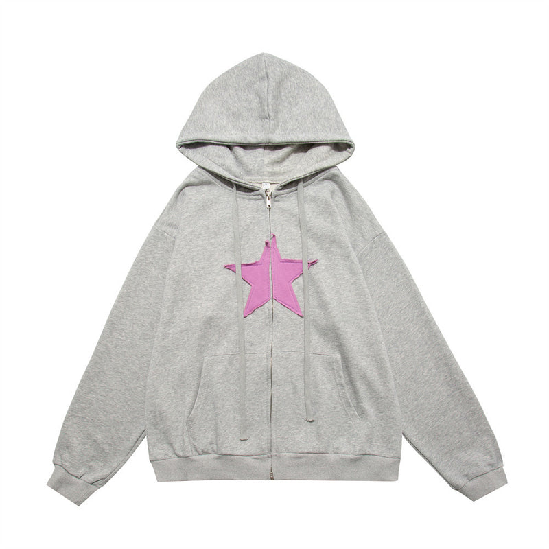 Men Hoodie Men's Loose Patch Embroidery Long Sleeve Hood