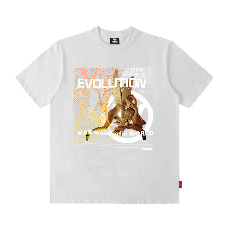Men T Shirt Men's Clothing Ins Loose Hip Hop Short Sleeve Men's Trendy T-shirt