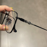 CHH Chrome Hearts Glasses Pure Titanium Ultra-light Square Gold Silk Edge Big Face Myopia Glasses Frame