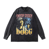 Men Long Sleeve Shirt Hip Hop Vintage Long Sleeve T-shirt Men and Women Retro Washed and Worn