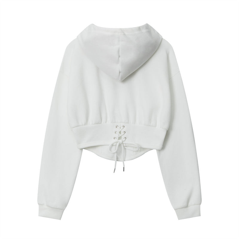 Women Hoodie Embroidered Hooded Sweater Women's Autumn Short Hoodie