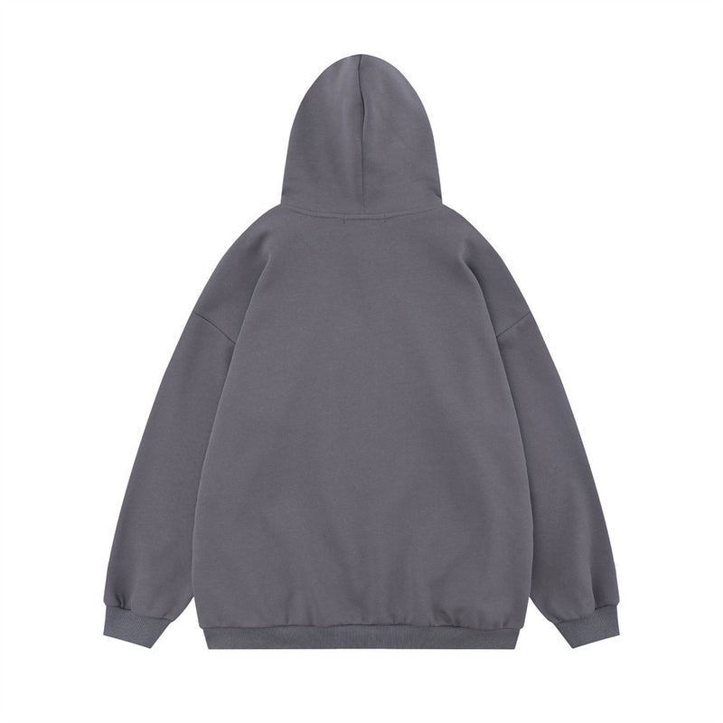 Men Hoodie Hooded Sweater Men's Printed Heart-Shaped Rose Loose Hoodie