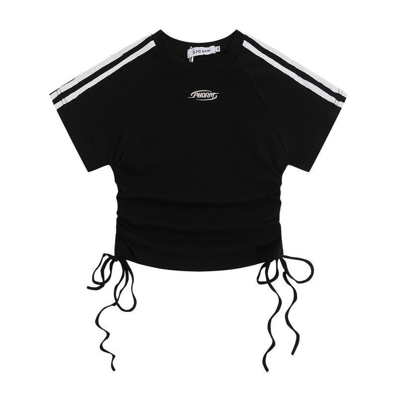 Women T-shirt Short-Sleeved T-shirt Summer Color Matching Bare Midriff Slim Fit O-neck Short