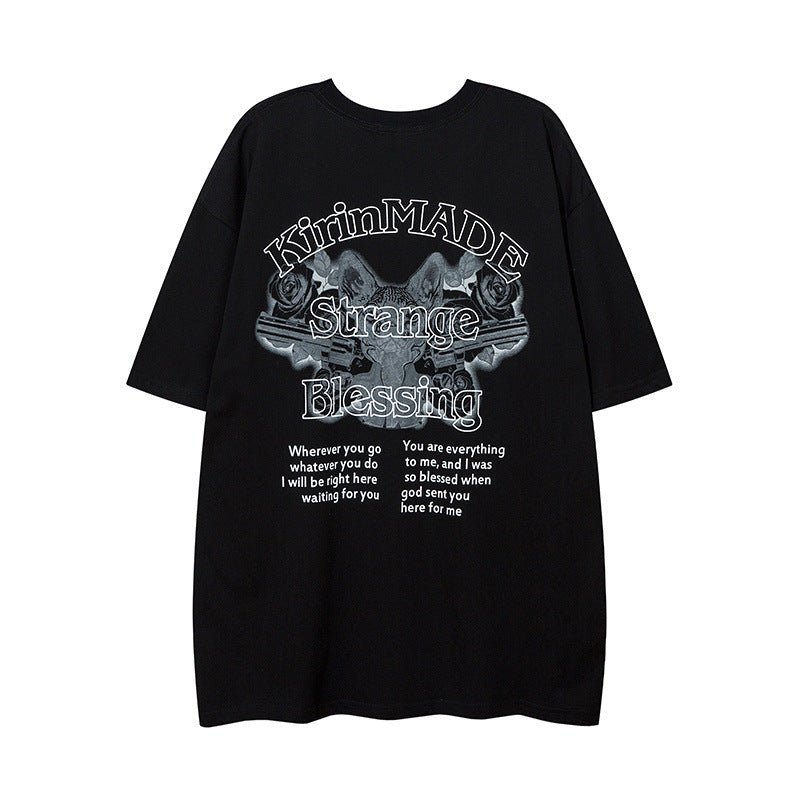 Men's T Shirt Short-Sleeved T-shirt Men's and Women's Spring and Summer Loose Vintage
