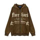 Men Fleece Lined Hoodie Washed Men's Loose Casual Letter Printed Hoodie Winter