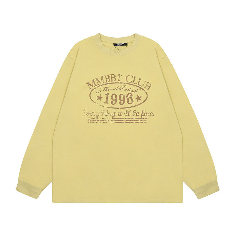 Men Long Sleeve Shirt Long Sleeve Bottoming T-shirt Men's and Women's American Retro Long Sleeve T-shirt
