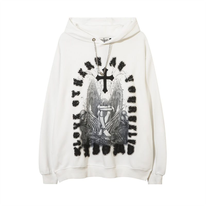 Men Hoodie Angel Devil Skull Printed Hoodie