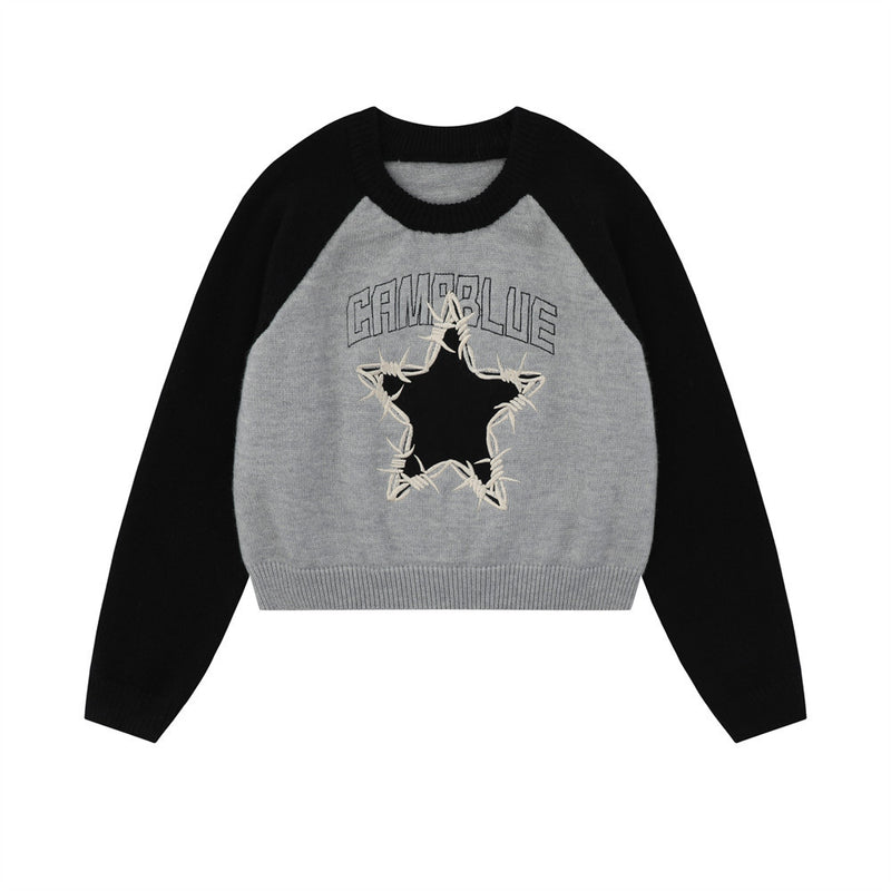 Women Sweater Short Sweater Women's Autumn Crew Neck Casual Sweater