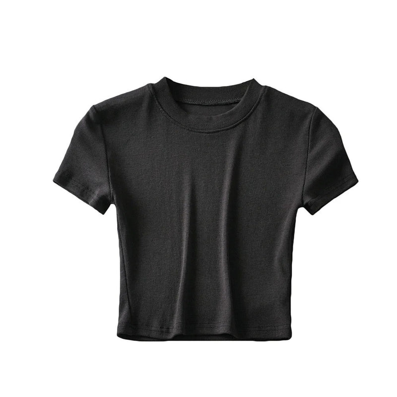 Women's T-Shirt Summer round Neck Tight Short-Sleeved T-shirt