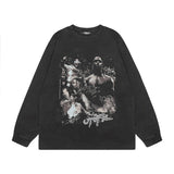 Men Long Sleeve Shirt Printed Washed Bottoming Long Sleeve T-shirt Men and Women Ins