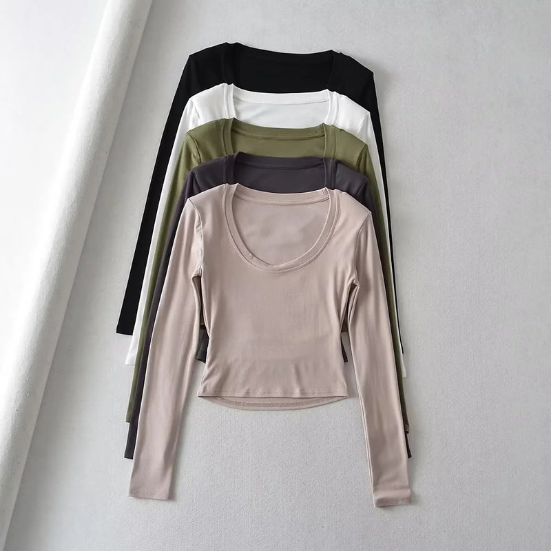 Women T-Shirt Long Sleeve Bottoming Shirt for Women Autumn and Winter