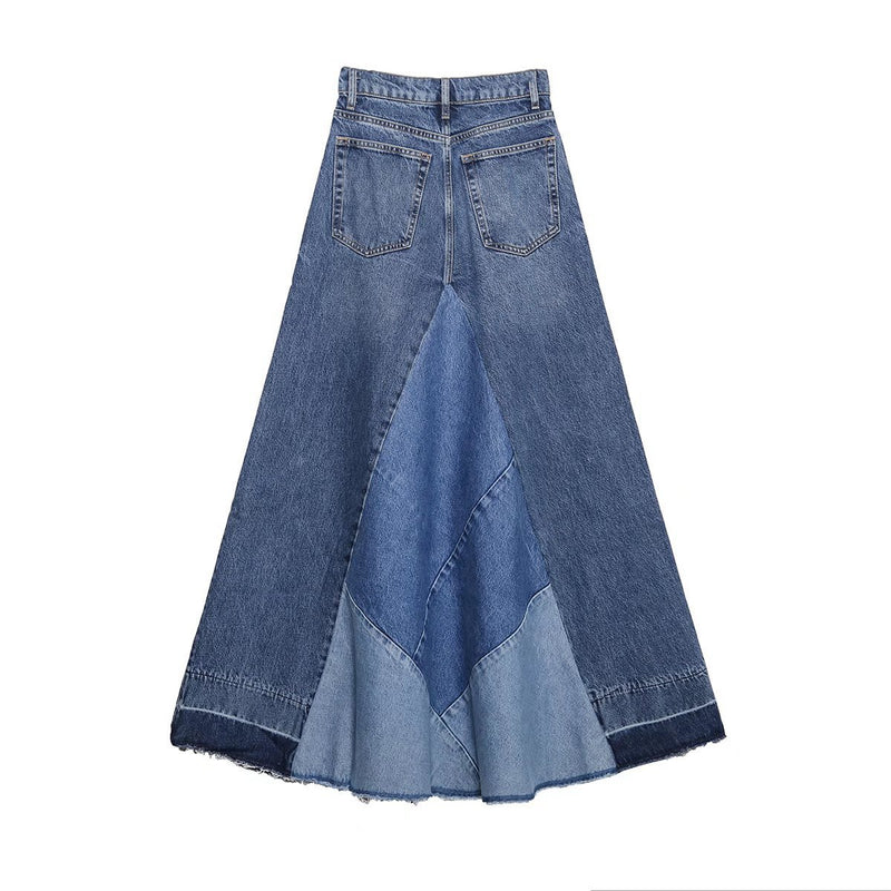 Women Skirt Women's Spring Clothing Style Patchwork Casual Skirt