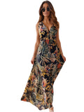 Jungle Print Maxi Dress Summer Print Backless Dress