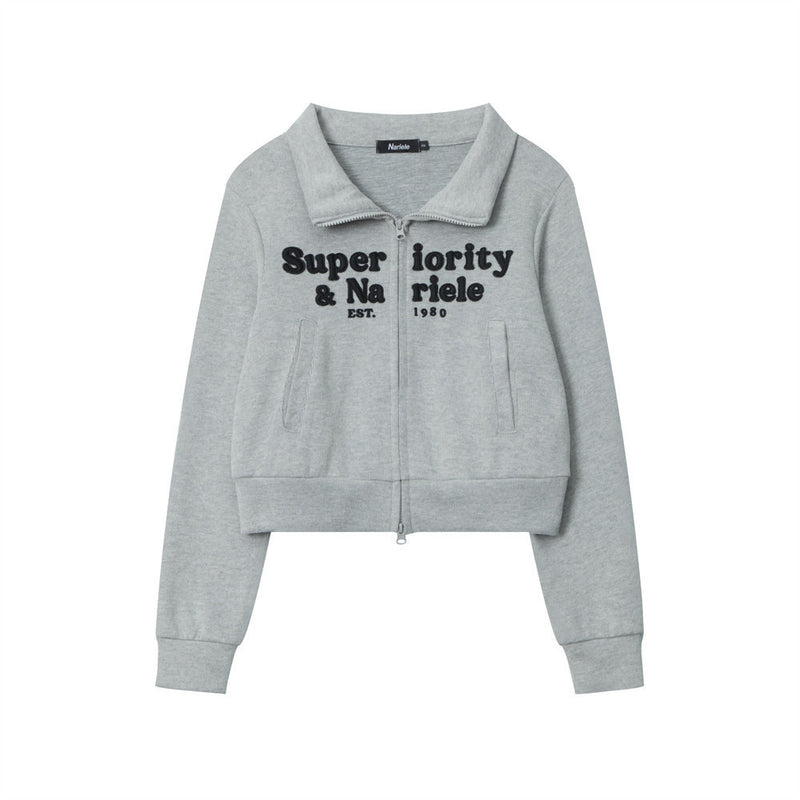 Women Hoodie Short Sweater Coat Casual Zipper Long Sleeve Top