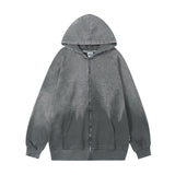 Men Hoodie Autumn and Winter Loose Casual Long Sleeves Distressed Hooded Jacket