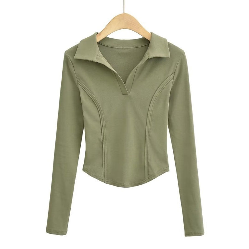Women T-Shirt Short T-shirt for Women Spring and Autumn Slim Long Sleeve Top
