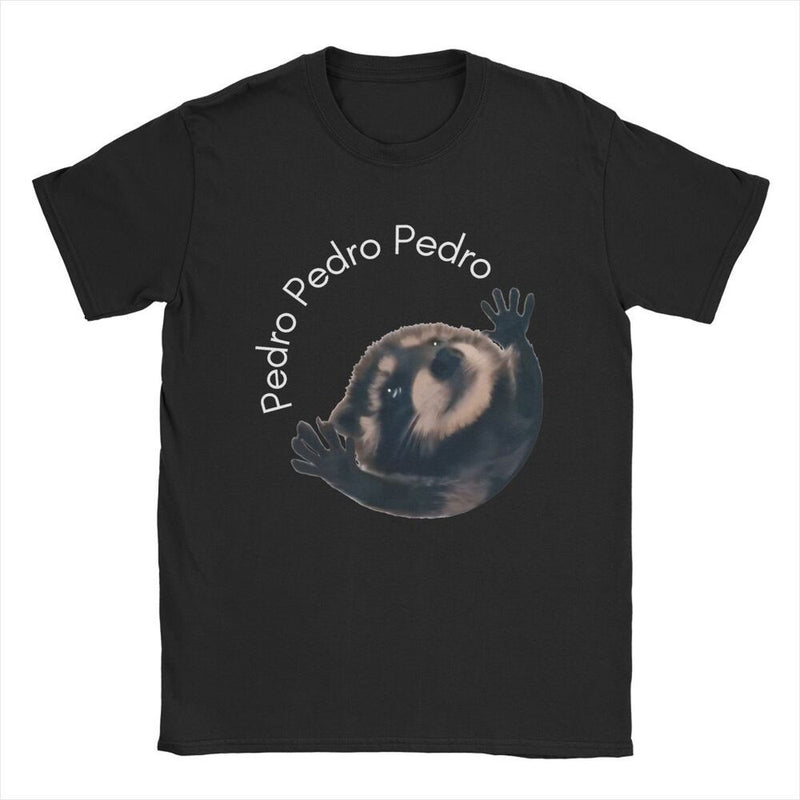 Vintage Pedro Raccoon T-Shirts for Men Crewneck Cotton