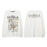 Men Long Sleeve Shirt Rose Printed Long Sleeve T-shirt Men's and Women's Ins Sweater
