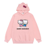 Men Hoodie Cartoon Cat Printed Hoodie