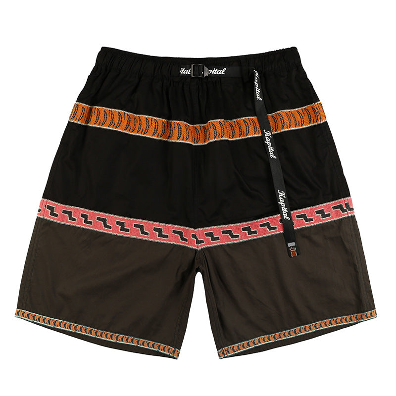 Kapital Shorts Spring and Summer Pingtian Hehong Color Matching Five-Point Casual Men's Shorts Fashion