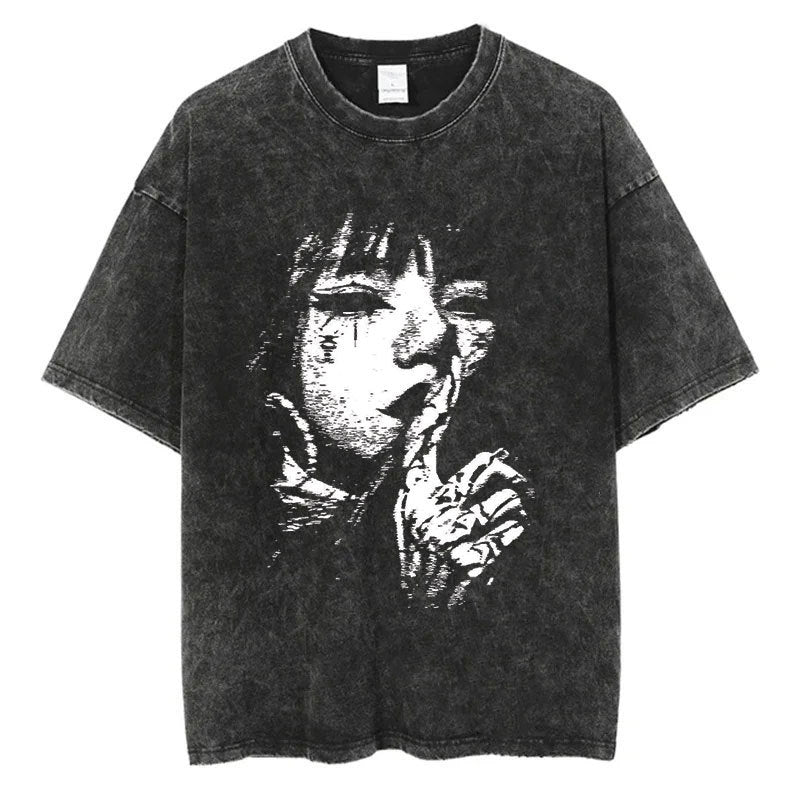Men Fashion Washed T Shirt Commemoration of the statue