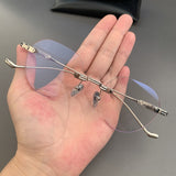 CHH Chrome Hearts Glasses Frameless Perforated Round Vintage Myopia Glasses Frame