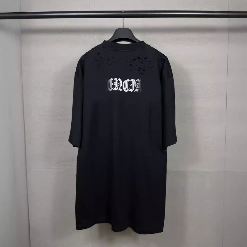 Men T-shirts LOGO washed and worn old T-shirts trendy half sleeves
